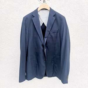 Dark  Blue Vintage Wool Blazer - OSCAR JACOBSON  ,  Mens Unconstructed  Suit Jacket   size 154/54L, Designer Sport Coat