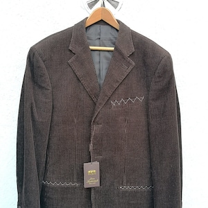 Vintage 70s Men Corduroy Sport Coat - LINEA SARTORIALE , Dark Brown,  Deadstock