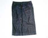 Vintage 90s SISLEY denim skirt Indigo blue. Medium