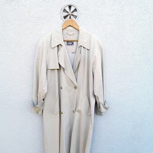 Vintage 70s Ecru Trenchcoat: Double Breasted Military Style Overcoat