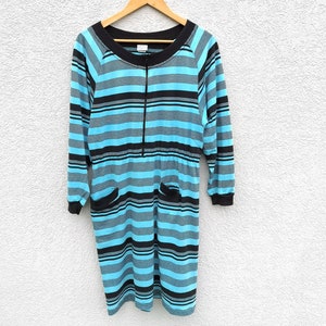 Vintage 80s Benetton Striped Cotton Jersey Festival  Dress Small  made in Italy