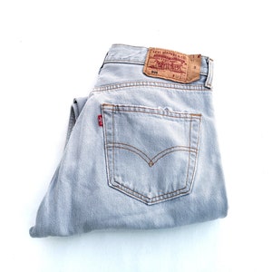 Vintage Levi&#39;s 501 Jeans: Men&#39;s Pale Grey Denim, Button Fly