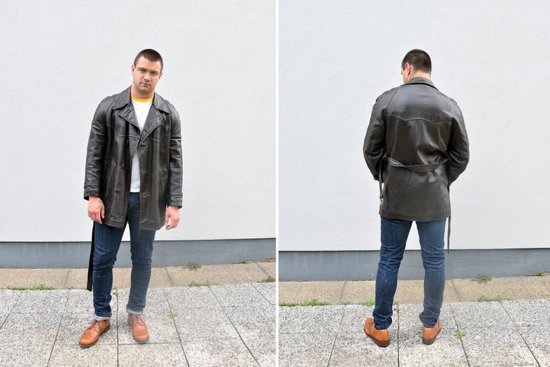 Mens Leather Jacket Vintage 1970 S Distressed Brown Rare Aged Outerwear Size L Xl