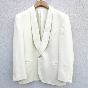 Blazer vintage en laine blanc crème Roy Robson fabriqué en Allemagne de l'Ouest Costume de mariage pour homme et veste de smoking pour le marié image 5