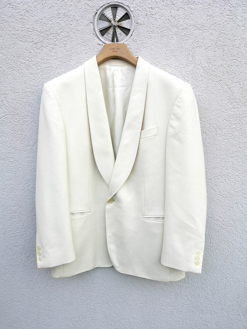 Blazer vintage en laine blanc crème Roy Robson fabriqué en Allemagne de l'Ouest Costume de mariage pour homme et veste de smoking pour le marié image 5