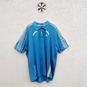 ADIDAS Vintage Athletic Polo Shirt – Size XL Blue Short Sleeve Sports Tee