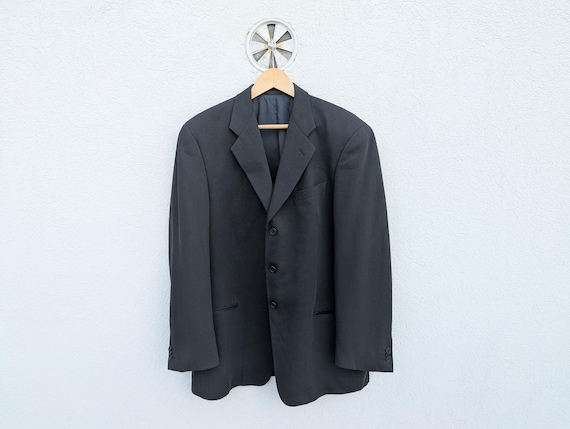 90sGIORGIO ARMANI COLLEZIONI wool　SILK Vintage Armani Collezioni Silk Wool Micro Herringbone Blazer - Etsy
