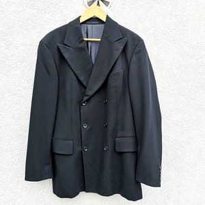 Hugo Boss Black Virgin Wool Sport Coat - Vintage Double Breasted Jacket Size 52