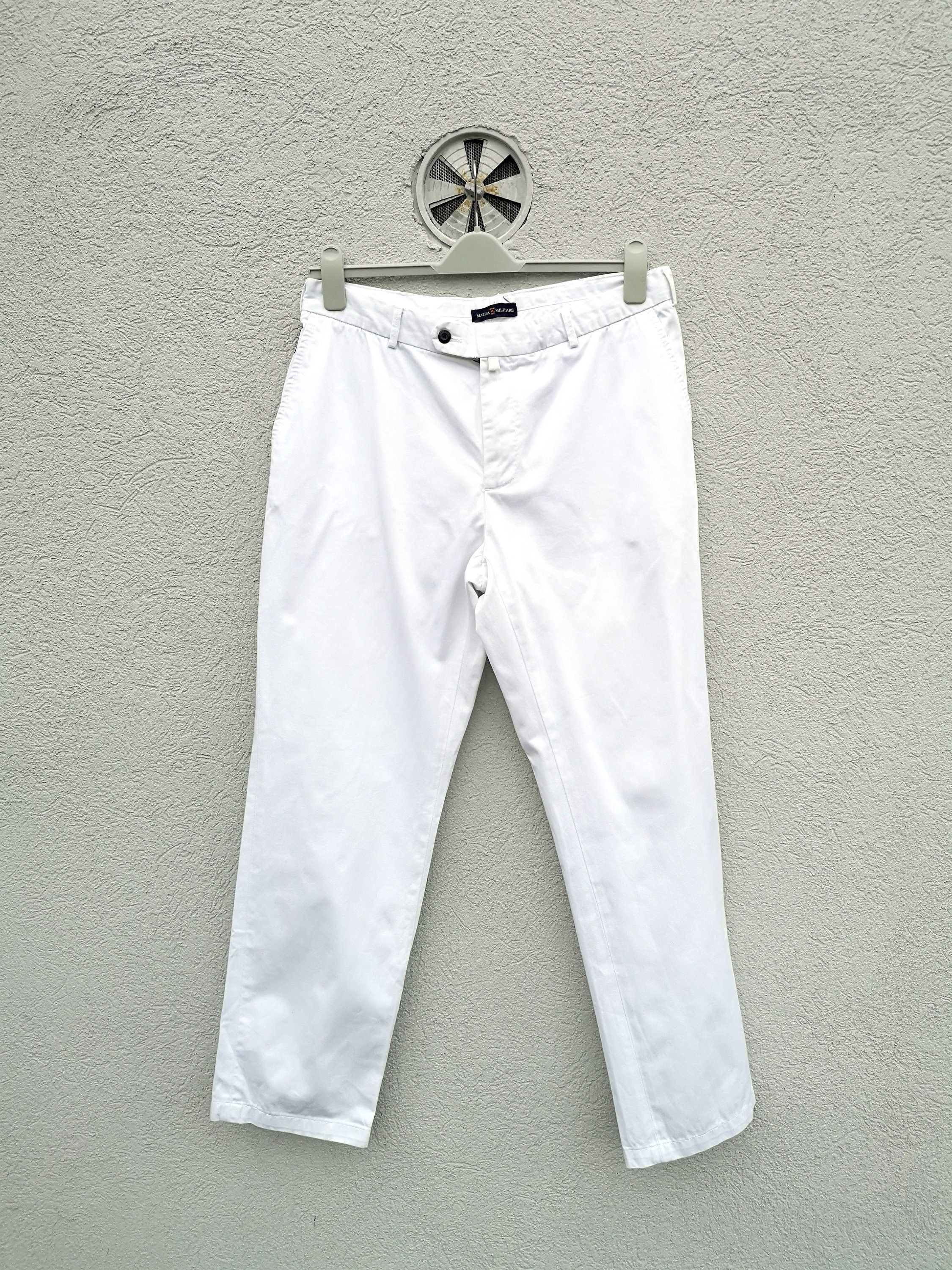Pantaloni chino da uomo in cotone bianco Marina Militare Sportswear Pantaloni casual dalla vestibilita rilassata per papa Etsy Italia