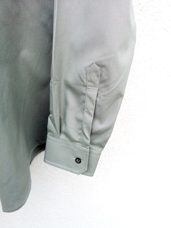 Military Green Vintage 80s Workwear Uniform Shirt… - image 7