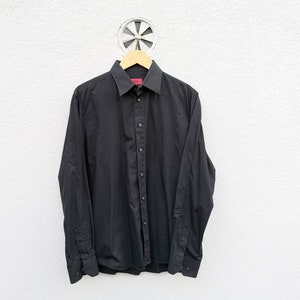Men&#39;s Black  Dress Shirt Large - Vintage HUGO BOSS Red Label