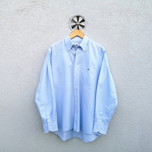 LACOSTE Shirt  Men&#39;s size 43 - Blue White Checkered  Long Sleeve   Cotton Shirt