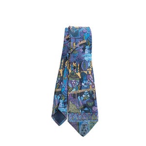 Pierre Cardin Vintage Silk Tie: Blue Purple Abstract Pattern