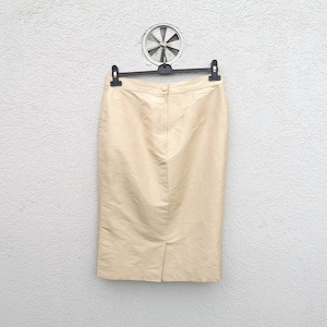Beige Silk  Pencil Skirt - Vintage Partypris Made in France - Women&#39;s Size 46 - Mid-length