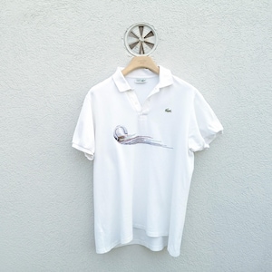 Vintage 90s Lacoste Tennis Polo Shirt: White Pique, (Men&#39;s Size 6) made in France