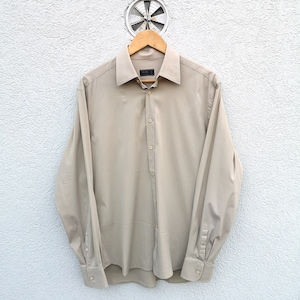 Chemise vintage stretch beige PRADA - Taille homme 41/16 - Chemise de créateur de style workwear