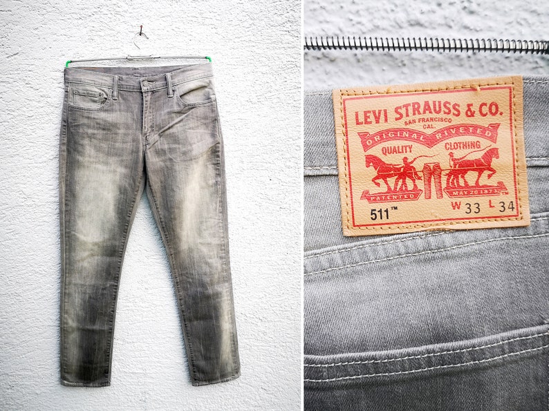 Vintage LEVIS 511 TM Grey Slim Jeans W33 L34 Men | Etsy