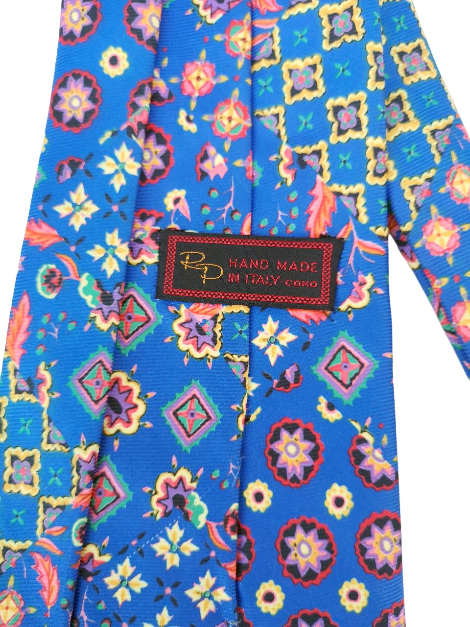 Cravate En Soie 100% Italienne - Fuchsia Motifs Géométriques - Largeur 8 Cm - 148 Cm