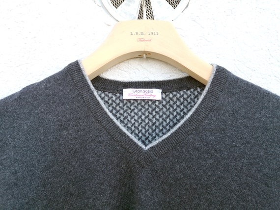 Gran Sasso Cashmere Wool  Sweater  - Grey V-Neck … - image 4