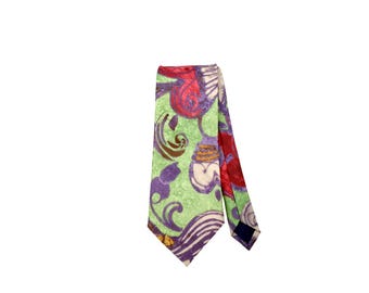 Vintage Luca Domini Silk Blend Tie: Abstract Floral Necktie