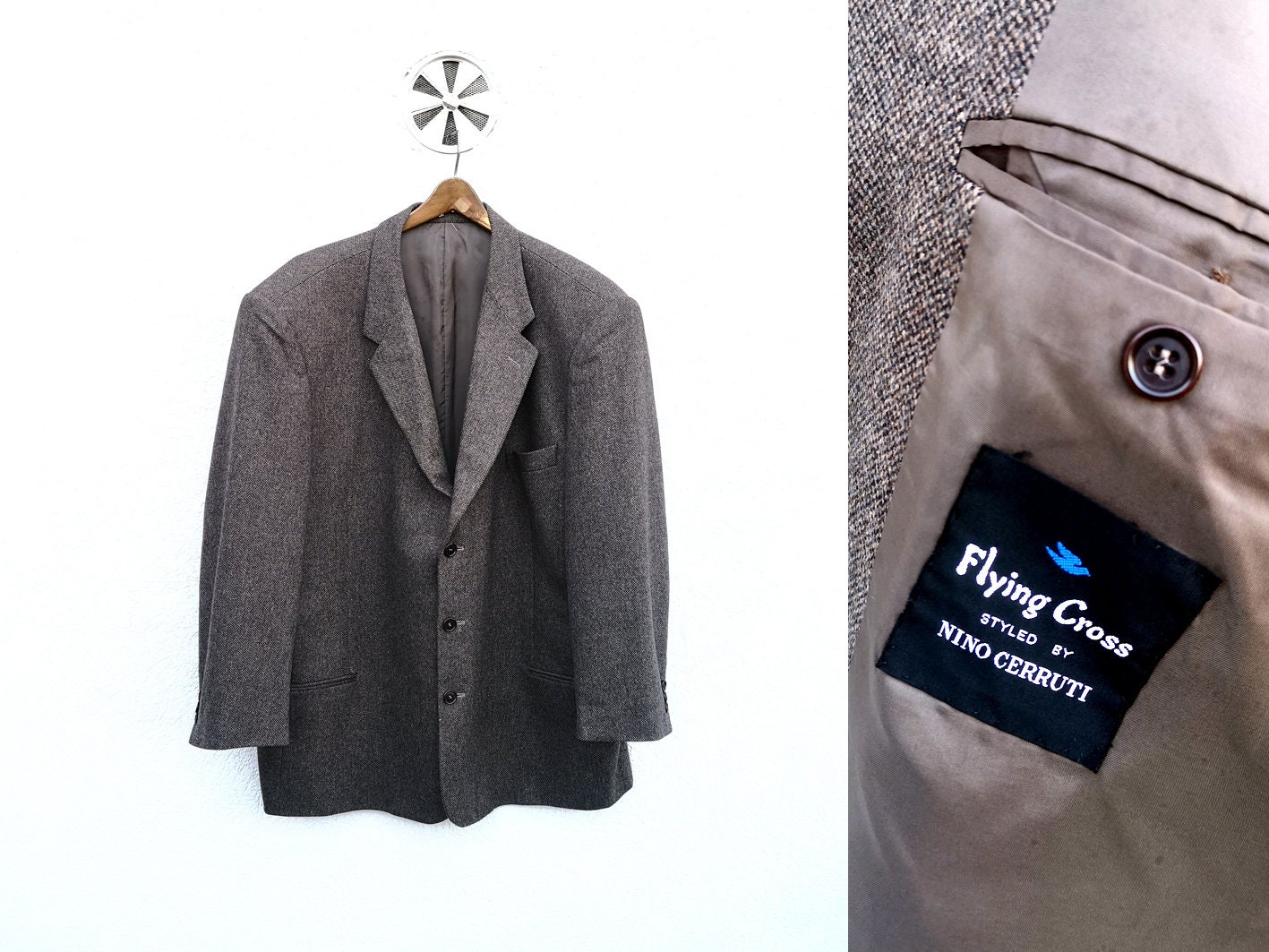 60s Nino Cerruti Flying Cross Sport Coat Brown Wool Cashmere Blend