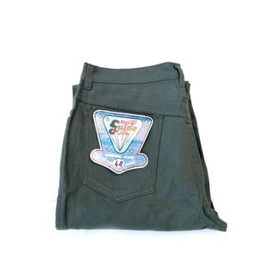 Vintage 80s Olive Green Denim Jeans: High Waist Straight Leg Workwear (W30 L34)
