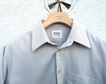 Vintage 90s Gianfranco Ferre Studio Corduroy Shirt - Ecru