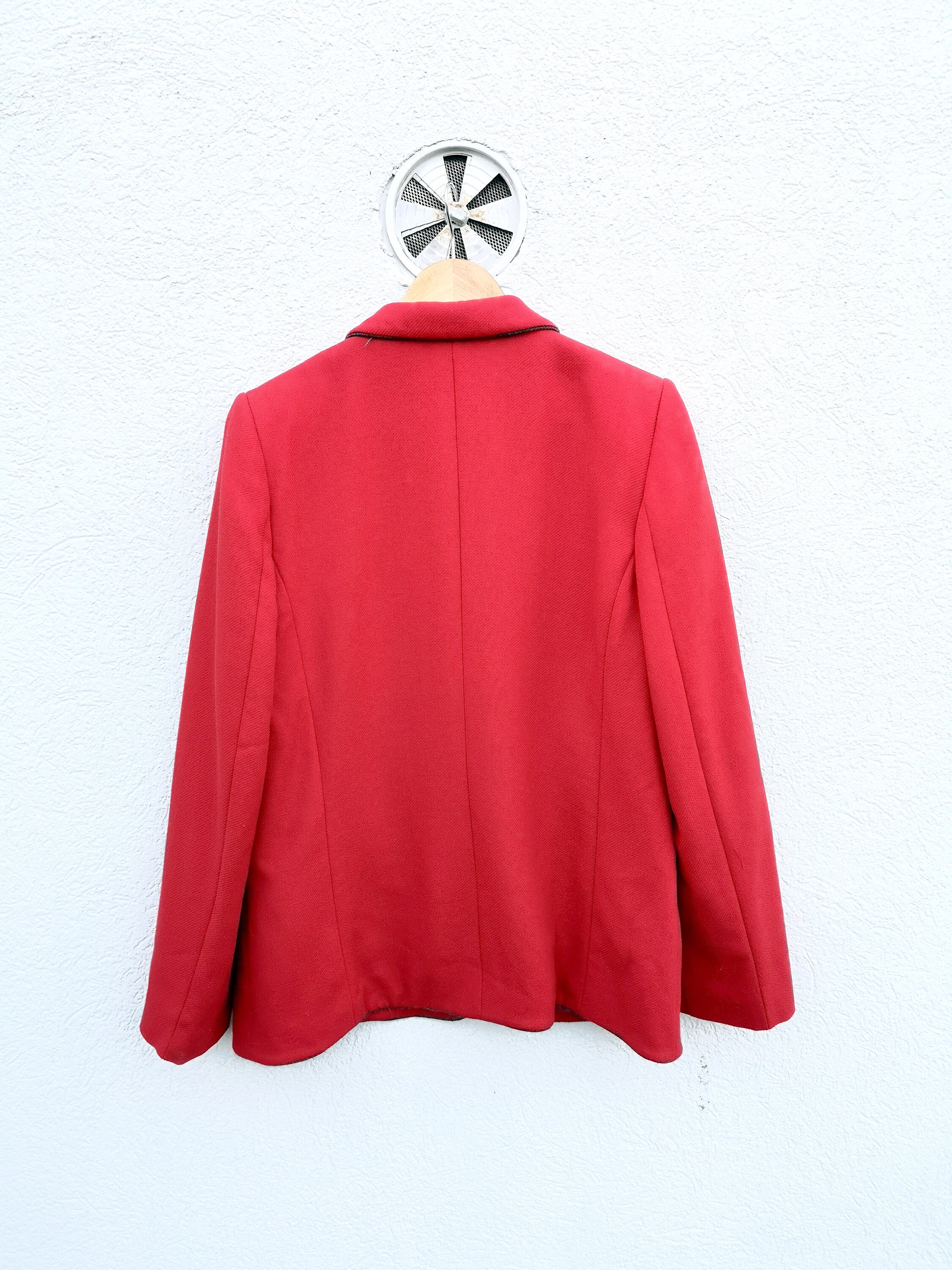 Rare Vintage Rena Lange Red Wool Skirt Suit – Cropped Tailored 