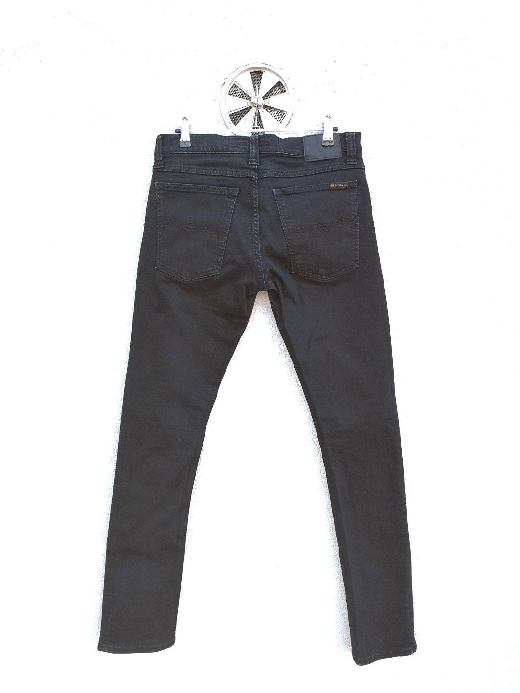 Nudie Skinny Jeans Black Denim W30 L32 Ultra Low Rise Y2K 
