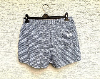 Calção de banho masculino tamanho médio com estampa azul Y2K