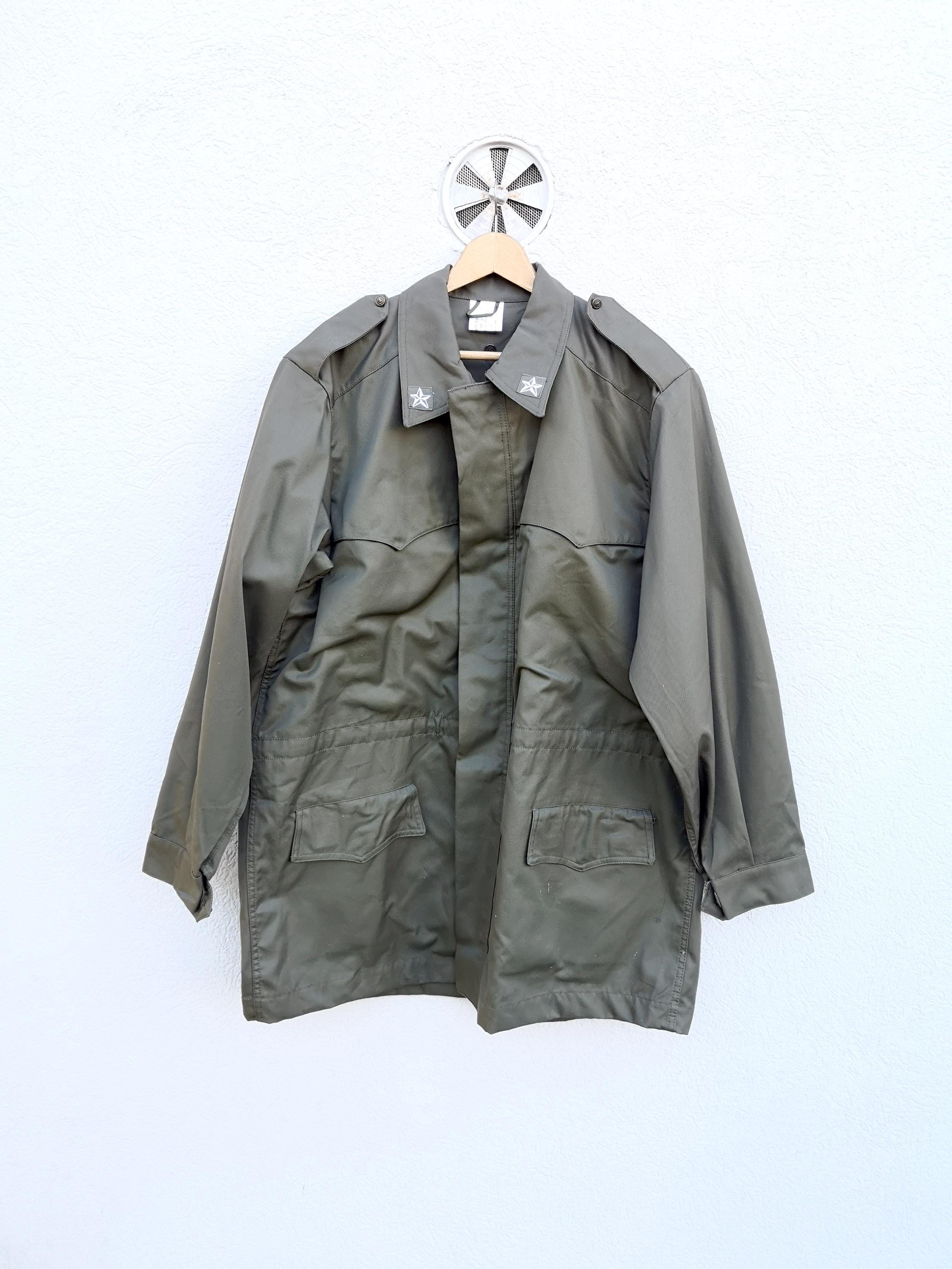 Vintage 90s Italian Army Jacket Olive Green Size 54L : Military