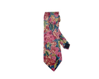 Vintage FENDI Silk Tie - 1980s Floral Cravate, Made in Italy