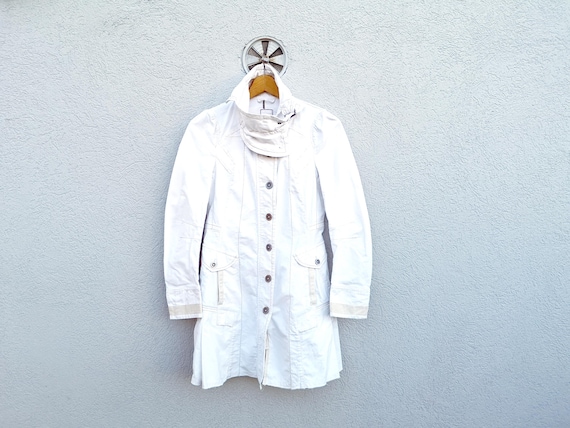 Vintage Marithe François Girbaud Coat, White Cotton, Women's DE-36