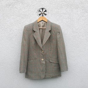 Vintage 80s C&A  Houndstooth Sport Coat - Casual Wool Blend Jacket  - Multicolor  Pepita Pattern