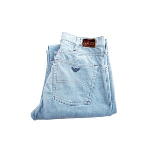 Armani Vintage Cotton Twill Women’s Jeans | Gray-Light Blue Denim, Regular Fit, Made in Italy