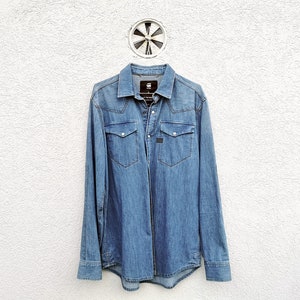 Vintage G-STAR RAW Denim Western Shirt - Medium Wash, Long Sleeve