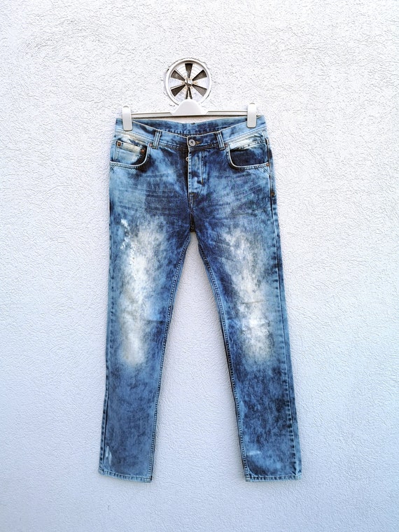 Y2k Distressed Slim Jeans Cyberpunk gebleichte Denim-Hose Vintage 