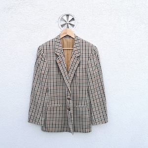 Vintage DAKS London Wool  Blazer Nova Check Pattern - Women&#39;s Classic Elegant Jacket Made in Great Britain