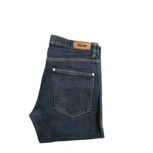Y2k ACNE Men's Skinny Jeans in Dark Blue Indigo | Rare Vintage ACNE Max Soft Raw denim trousers size W30 L34