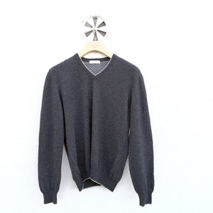 Gran Sasso Cashmere Wool  Sweater  - Grey V-Neck Pullover  - Women's  Size 48 made in Italy