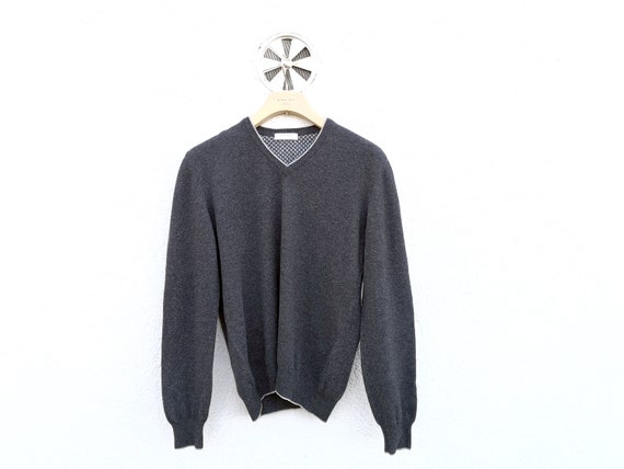 Gran Sasso Cashmere Wool  Sweater  - Grey V-Neck … - image 1