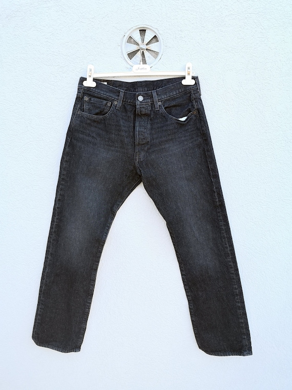 Men's LEVIS 501 Premium Black Stonewashed Jeans Regular Fit