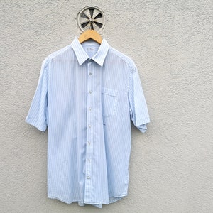 Handmade Gino Venturini Blue Striped Cotton Shirt – Bespoke Vintage