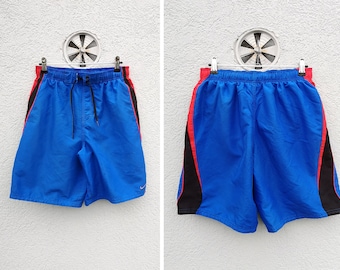 Vintage 90s Nike Color Block Running Shorts | Men's Y2K Rave Fashion | Gym Trunks | Size Small