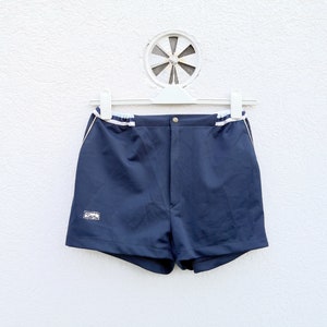 Vintage 70s Blue Tennis Shorts: Men&#39;s Preppy Cotton Board Shorts (USA-33)