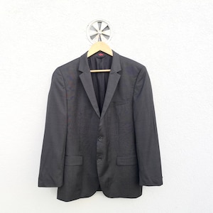 Vintage Hugo Boss Pinstripe Blazer: Men&#39;s Grey Virgin Wool Suit Jacket (US-42 S)