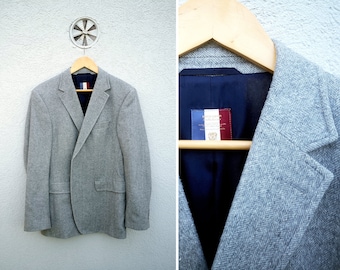 Vintage Pierre Cardin Men's Grey Wool Suit Jacket  Size 52  Classic Sport Blazer in Preppy Style