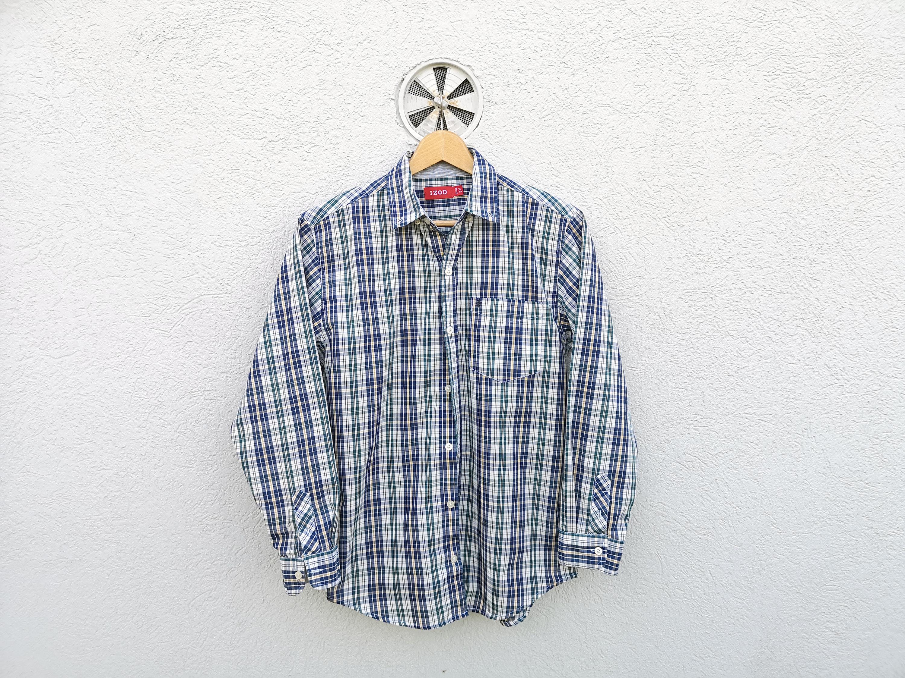 Vintage IZOD Checkered Shirt , Striped Cotton ,button-down