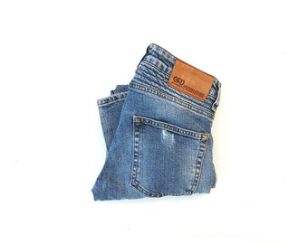 Y2k Cyberpunk Distressed Wash Jeans :   Ripped Stretch Denim