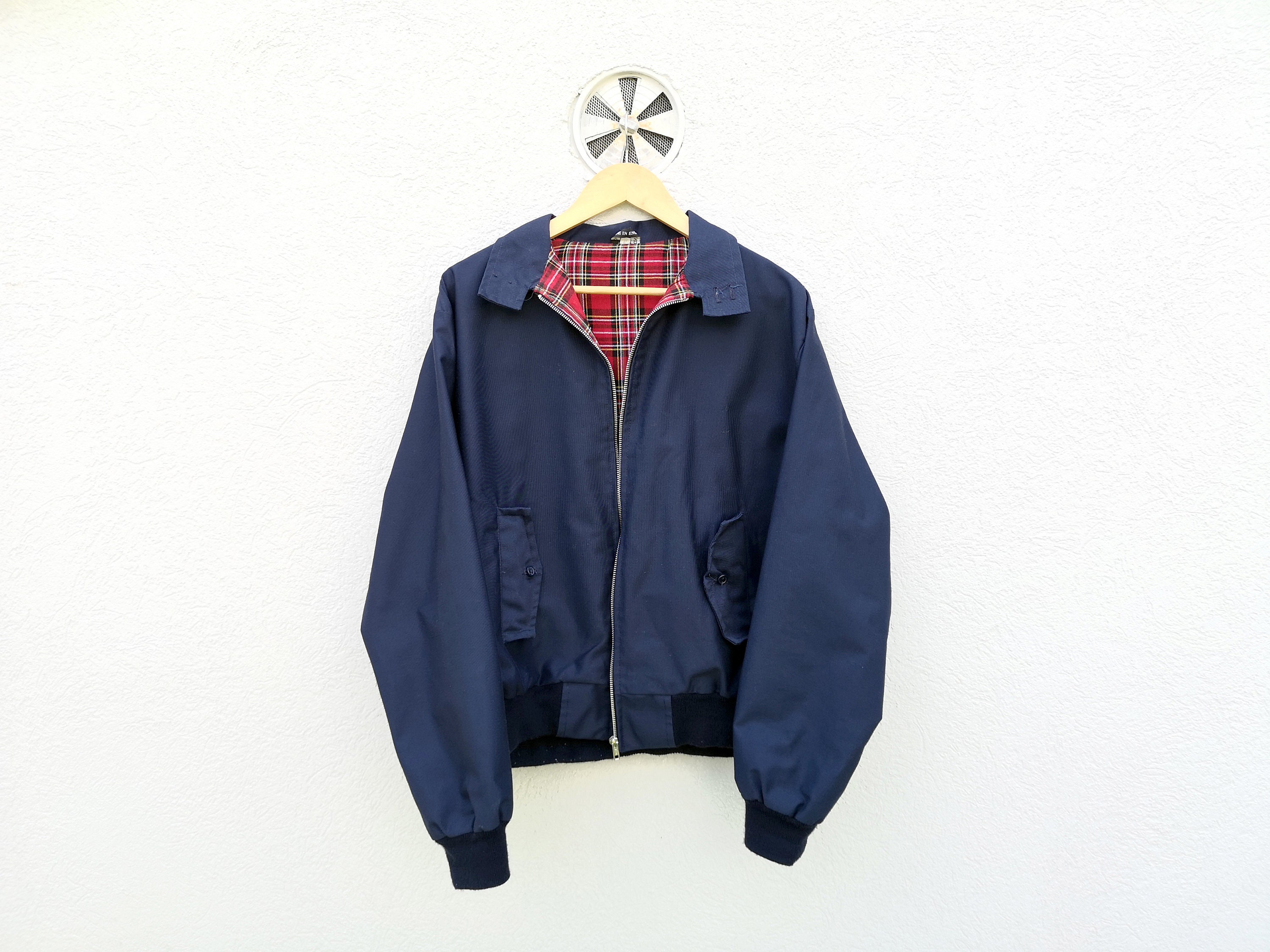 ジャケット・アウター 60s 70s USA fade blue harrington jacket 60s 70s Mens 44 De Luxe Navy Windbreaker Jacket Harrington